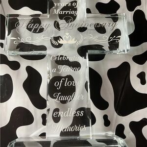 Glass Anniversary Cross Decor